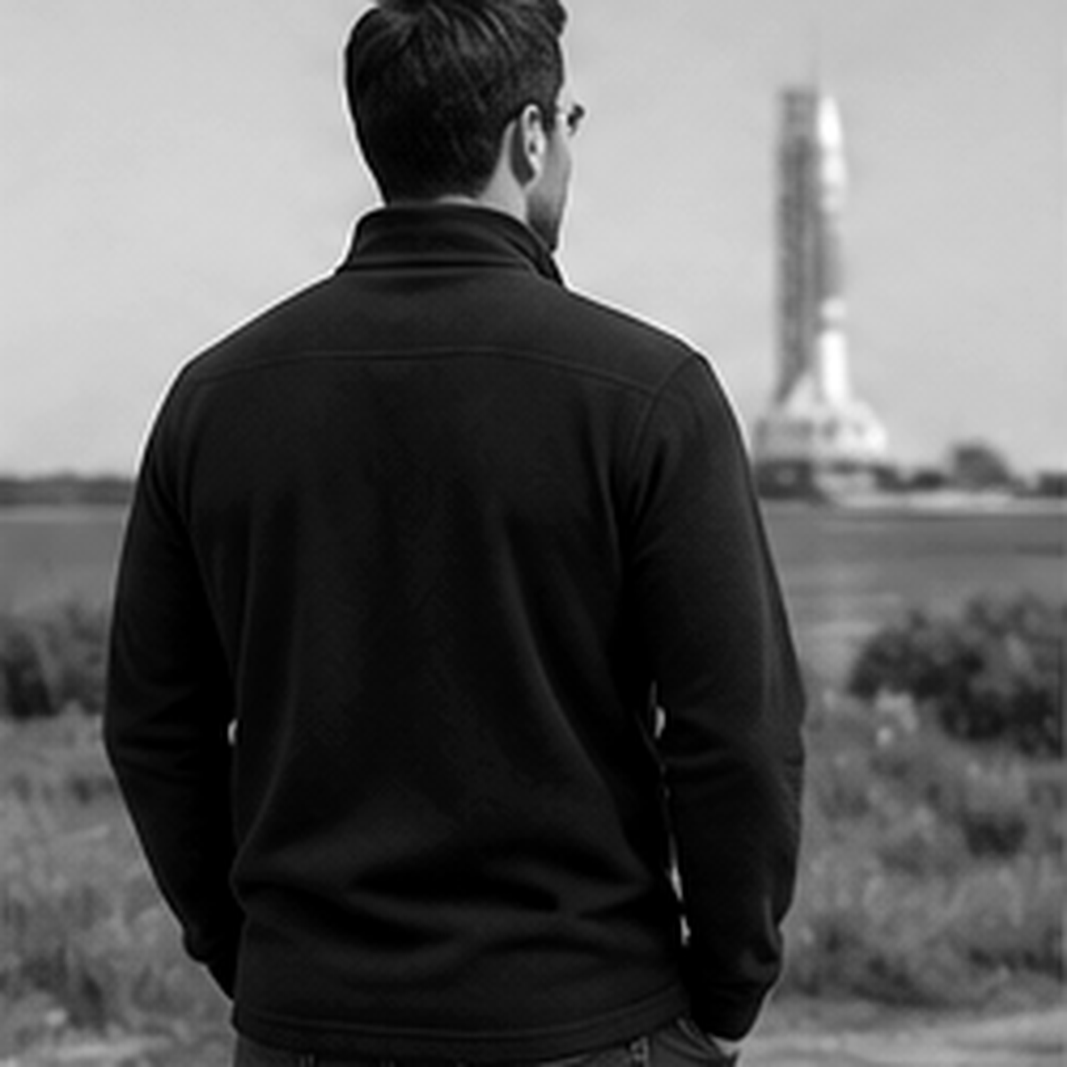 Concept rear lifestyle view of the Artemis II microfleece pullover