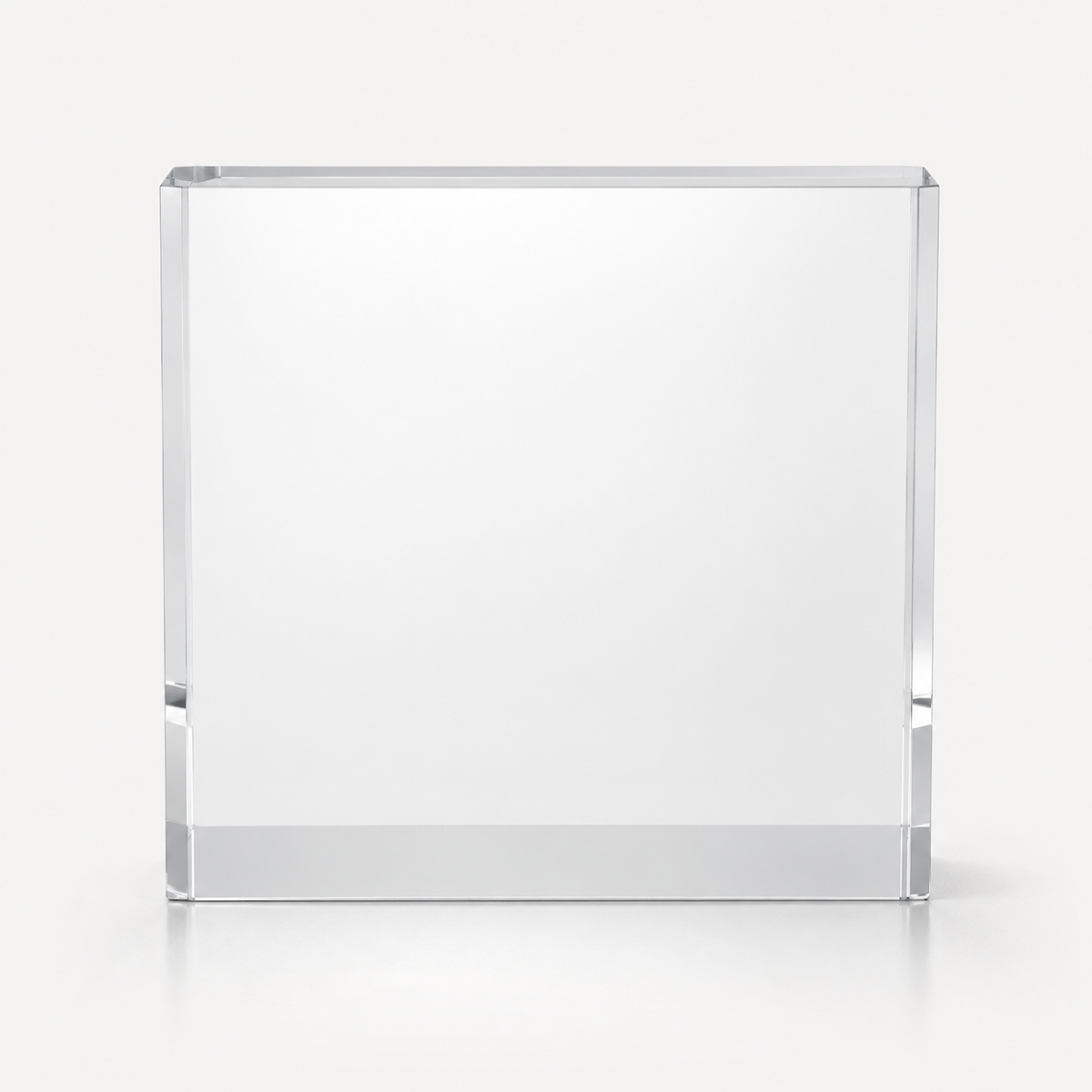 Personalized clear acrylic photo block front view