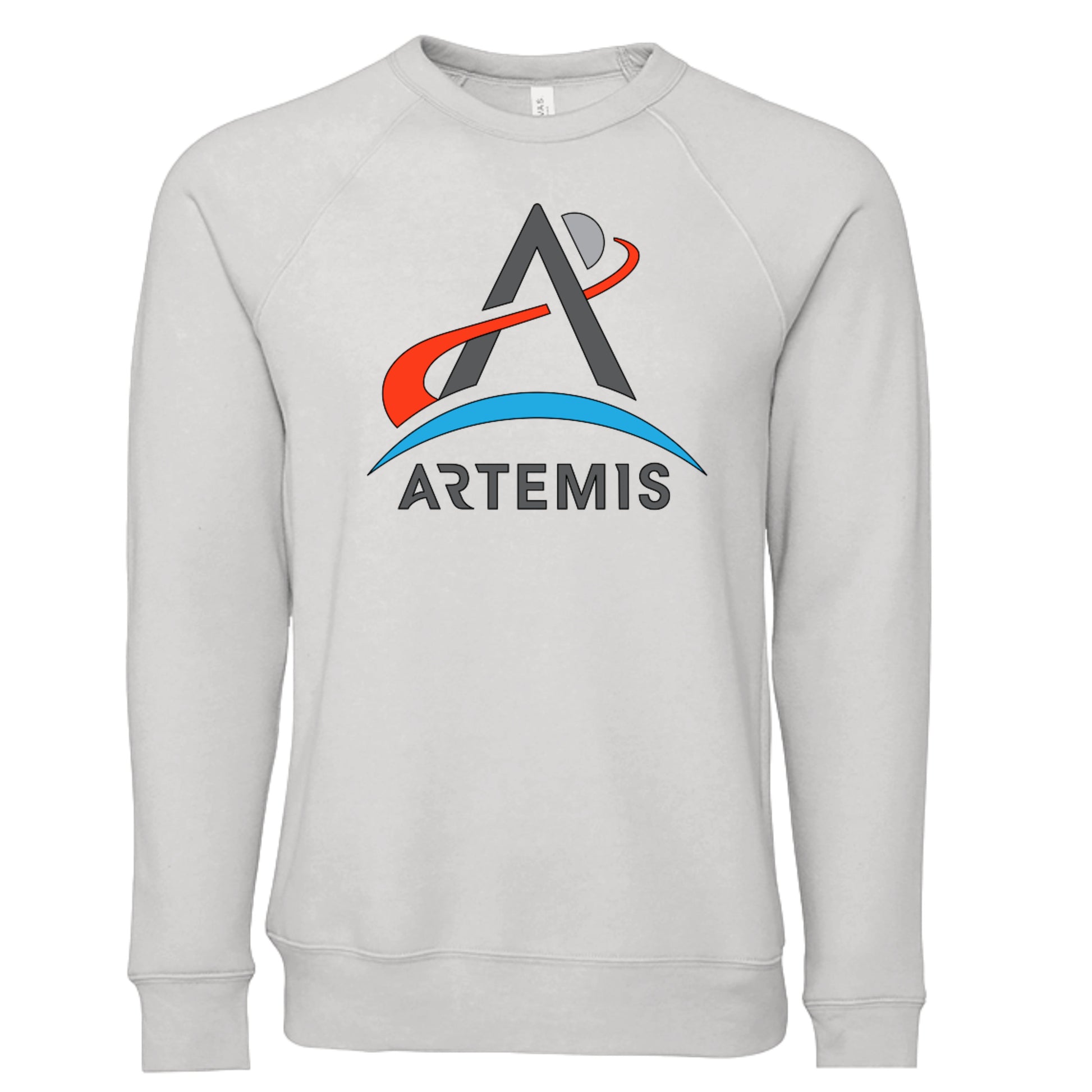 NASA Artemis crew neck sweatshirt in white, front view