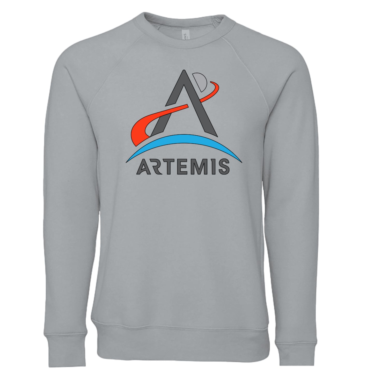 NASA Artemis crew neck sweatshirt in silver, front view