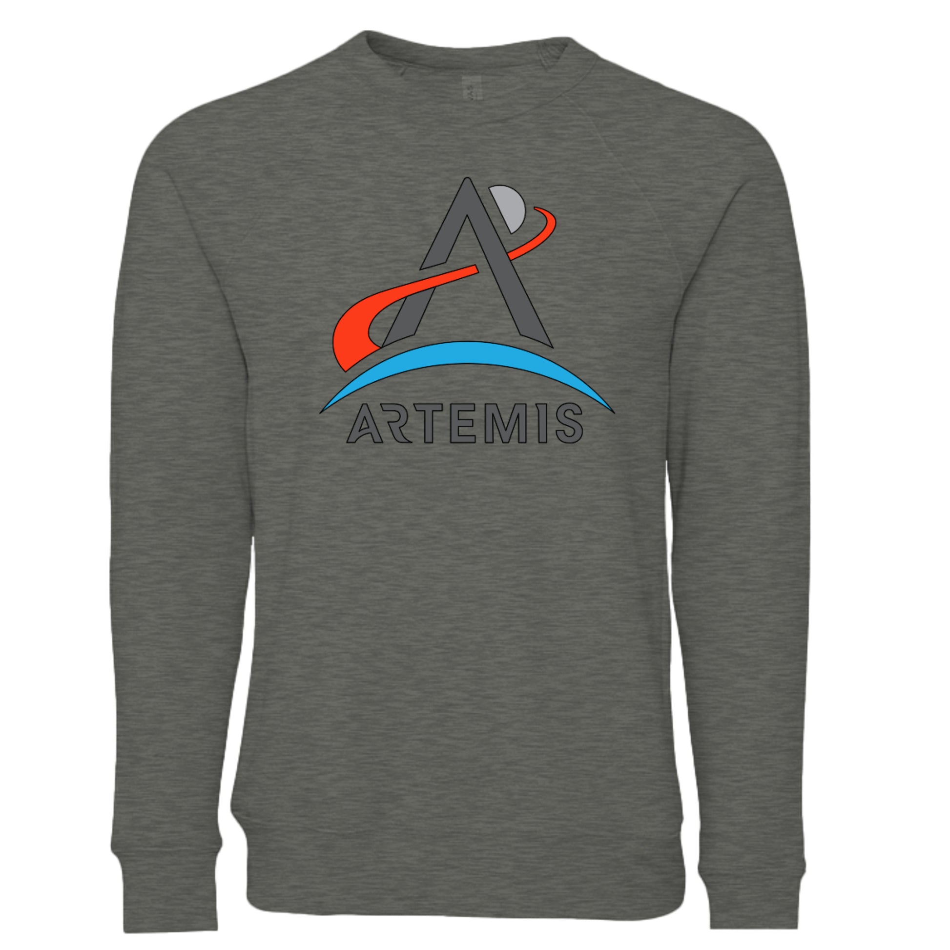 NASA Artemis crew neck sweatshirt in deep heather, front view