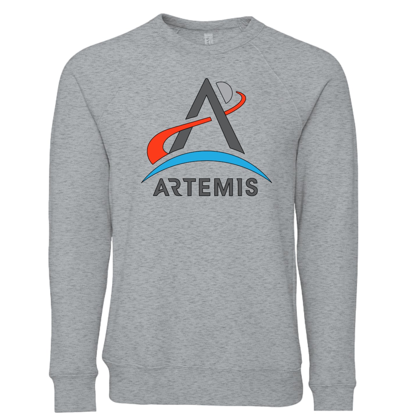 NASA Artemis crew neck sweatshirt in athletic heather, front view