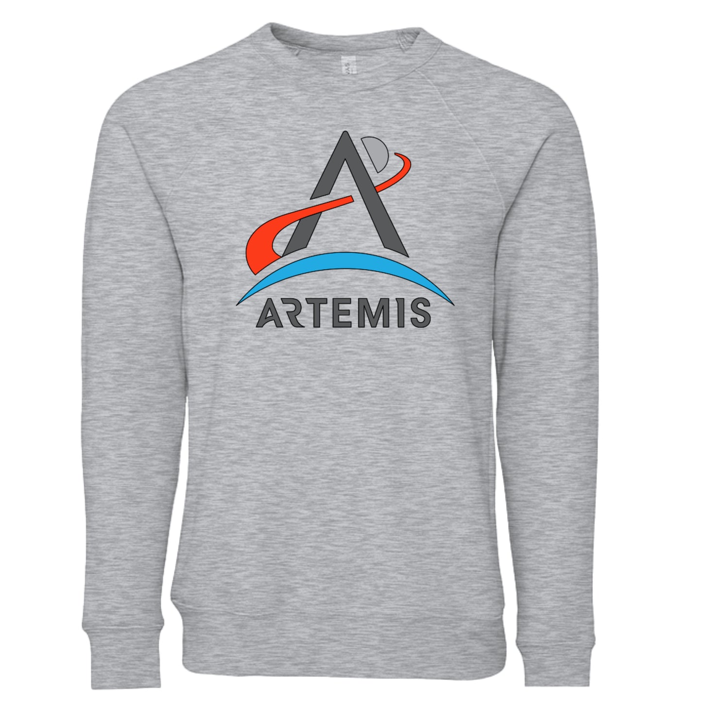 NASA Artemis crew neck sweatshirt in ash, front view