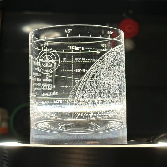 Vector Lunar Coordinates crystal rocks glass with precision engraved lunar coordinate design